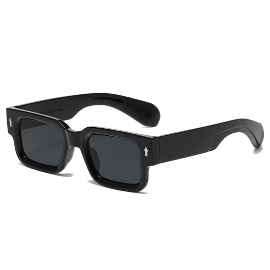 Fashion Retro Thick Leg Square Frame Sunglasses Men Women Popular Brand Small Frame Rice Nail Sun Glasses Black Yellow Glasses