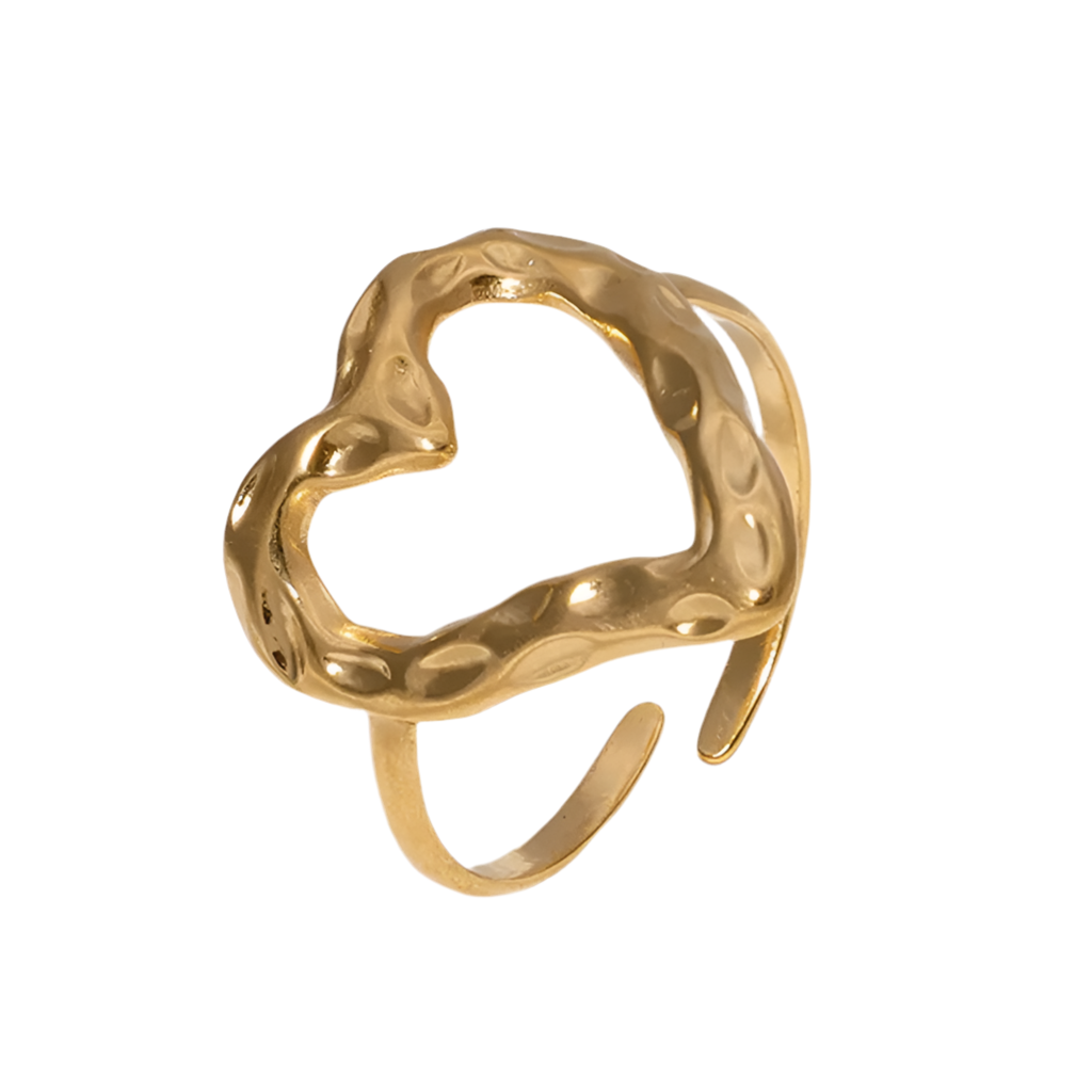 Anillo Corazon Acero Inoxidable Bañado en Oro 18K