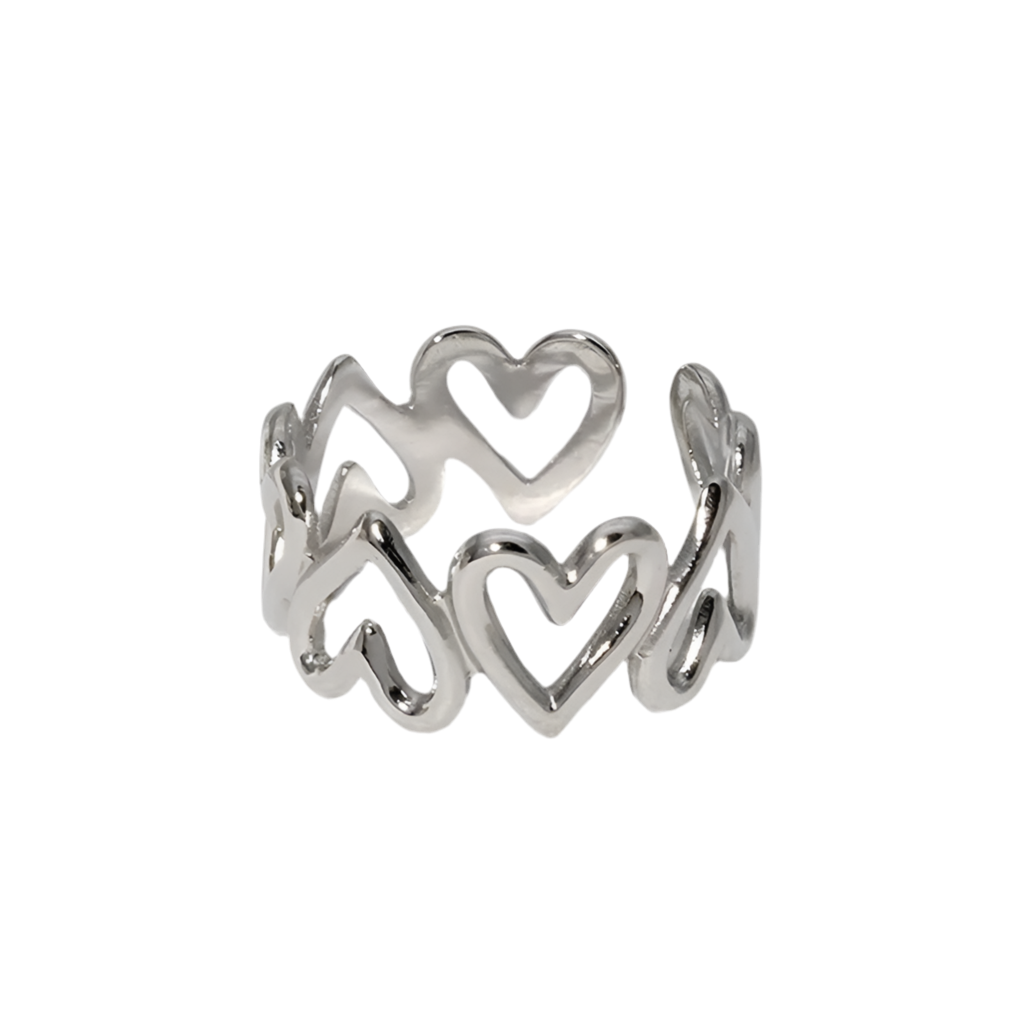 Anillo Corazones Acero Inoxidable