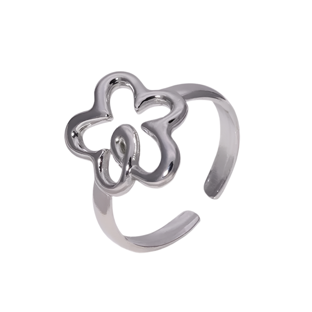 Anillos Flor Plateado