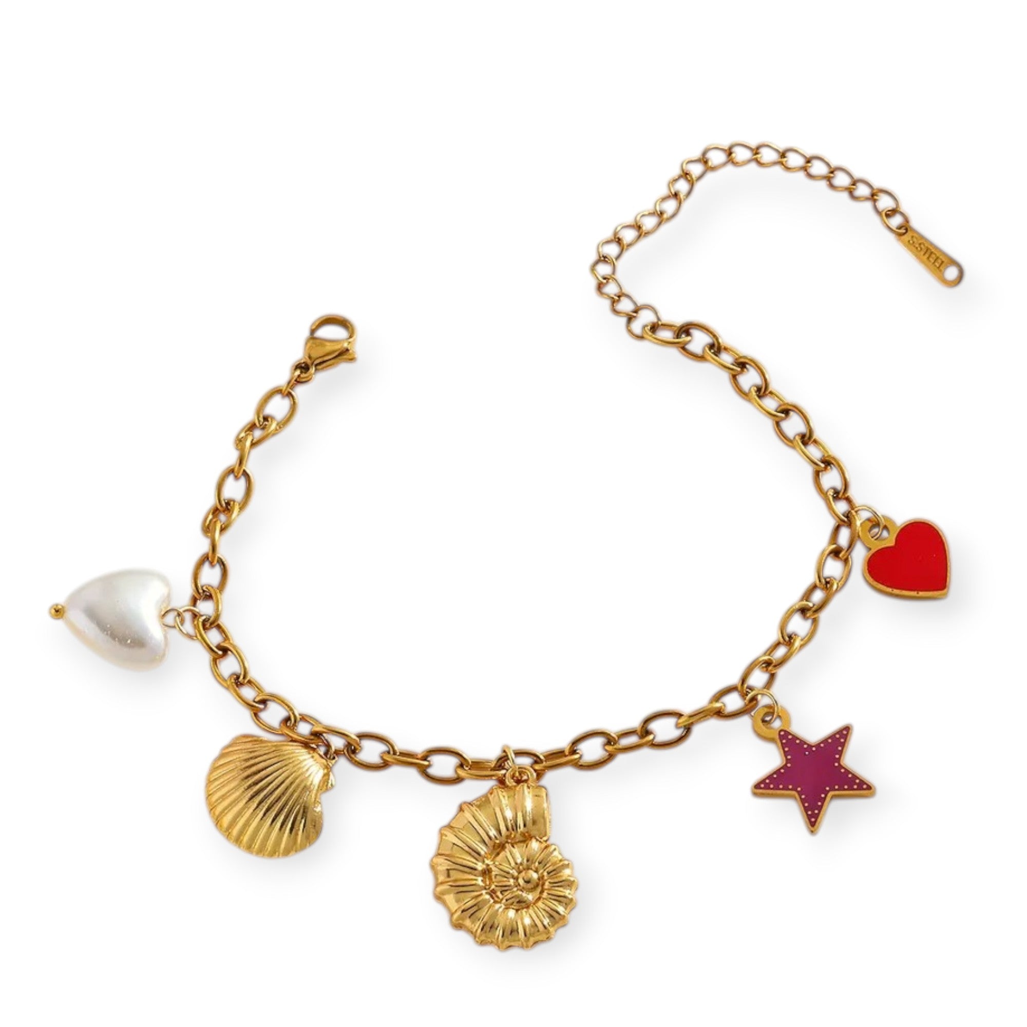 Pulsera Caracola Multicharms Acero